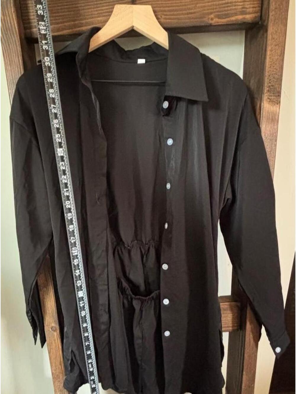 Black Button-Up Romper - Picture 3 of 5